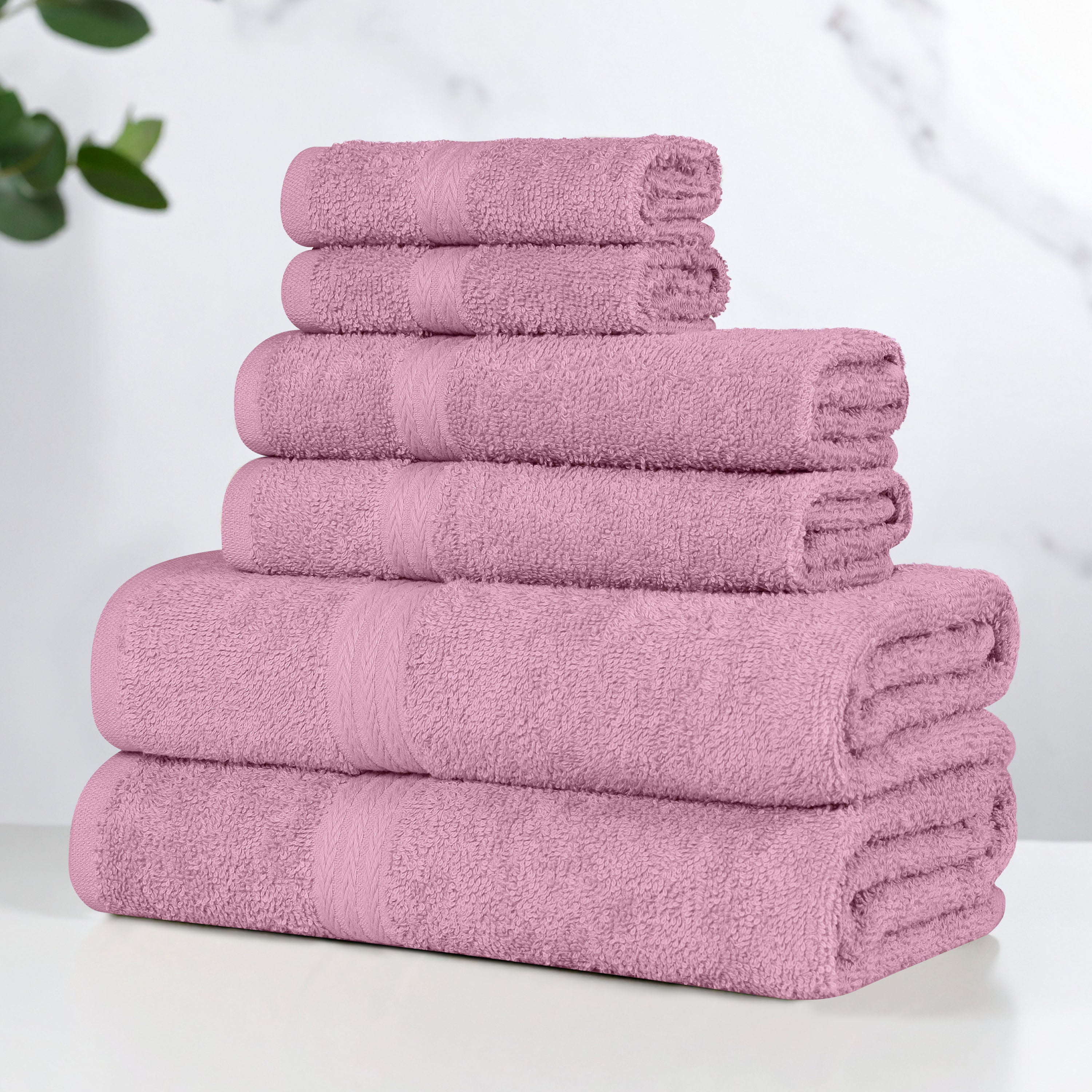 Superior Miami 100% Cotton Lightweight 6-Piece Towel Set, Lilac