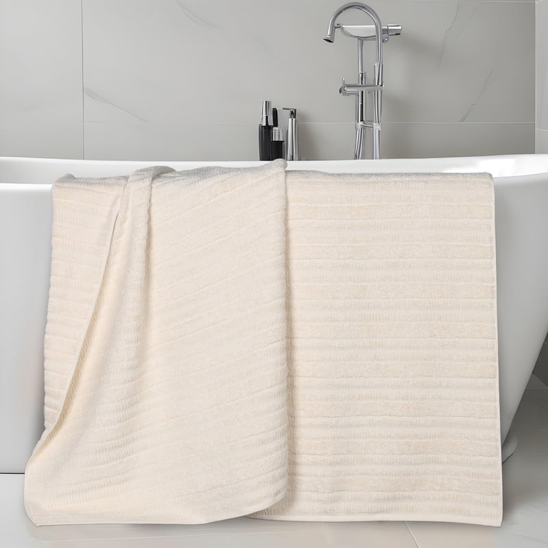 Superior Mika Smart Twist Cotton Medium Weight Bath Sheets, Set of 2, Quick Dry Towels, Ivory