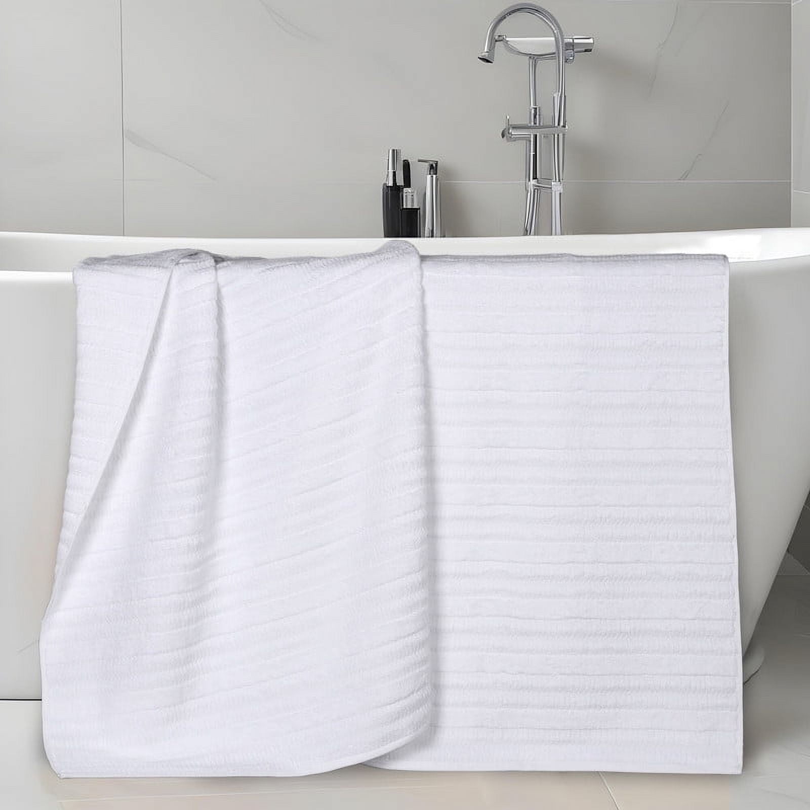 Superior Mika Smart Twist Cotton Medium Weight Bath Sheets, Set of 2, Quick Dry Towels, White