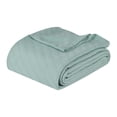 thumbnail image 1 of Superior Milan Cotton Textured Striped Woven Blanket, California King, Aqua, 1 of 12