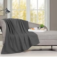 thumbnail image 1 of Superior Milan Cotton Textured Striped Woven Blanket, Non-Standard, Charcoal, 1 of 10