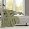 thumbnail image 1 of Superior Milan Cotton Textured Striped Woven Blanket, Non-Standard, Sage, 1 of 10