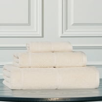 Superior Mile Smart Twist Cotton Medium Weight 3 Piece Towel Set, Ivory