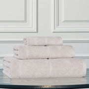 Superior Mile Smart Twist Cotton Medium Weight 3 Piece Towel Set, Ultra Absorbant Towels, Silver