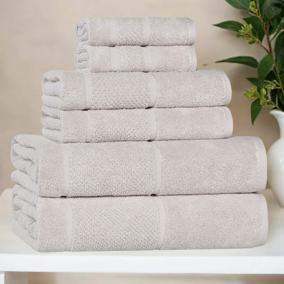 Superior Mile Smart Twist Cotton Medium Weight 6 Piece Towel Set, Silver