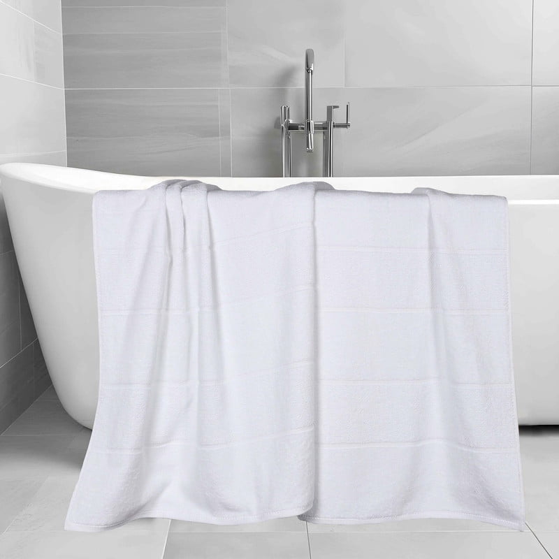 Superior Mile Smart Twist Cotton Medium Weight Bath Sheets, Set of 2, Ultra Absorbant Towels, White