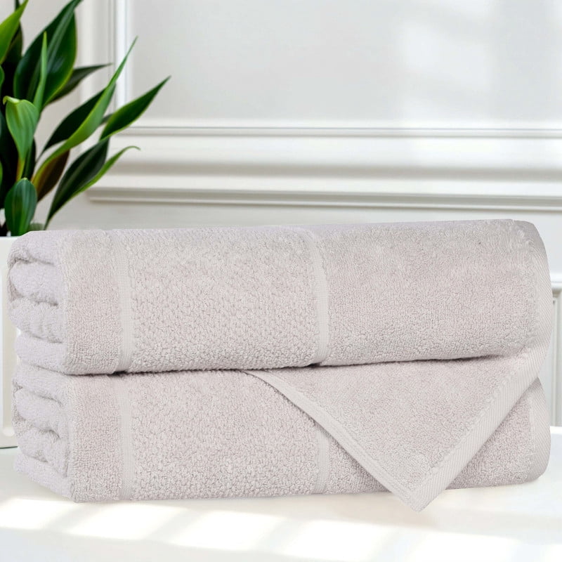 Superior Mile Smart Twist Cotton Medium Weight Bath Towels, Set of 2, Ultra Absorbant Towels, Silver