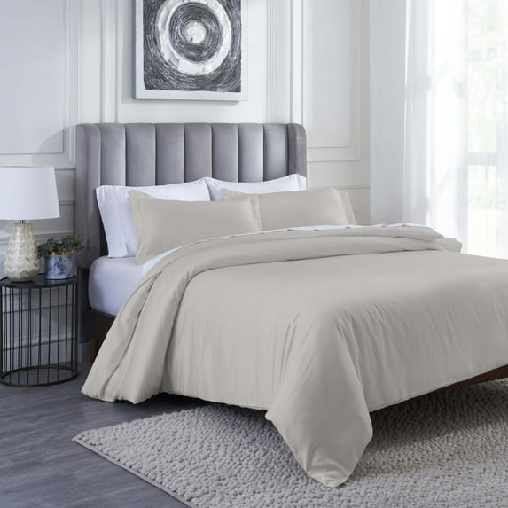 Superior Modal From Beechwood 400TC Grey Duvet Cover Set, Full/ Queen