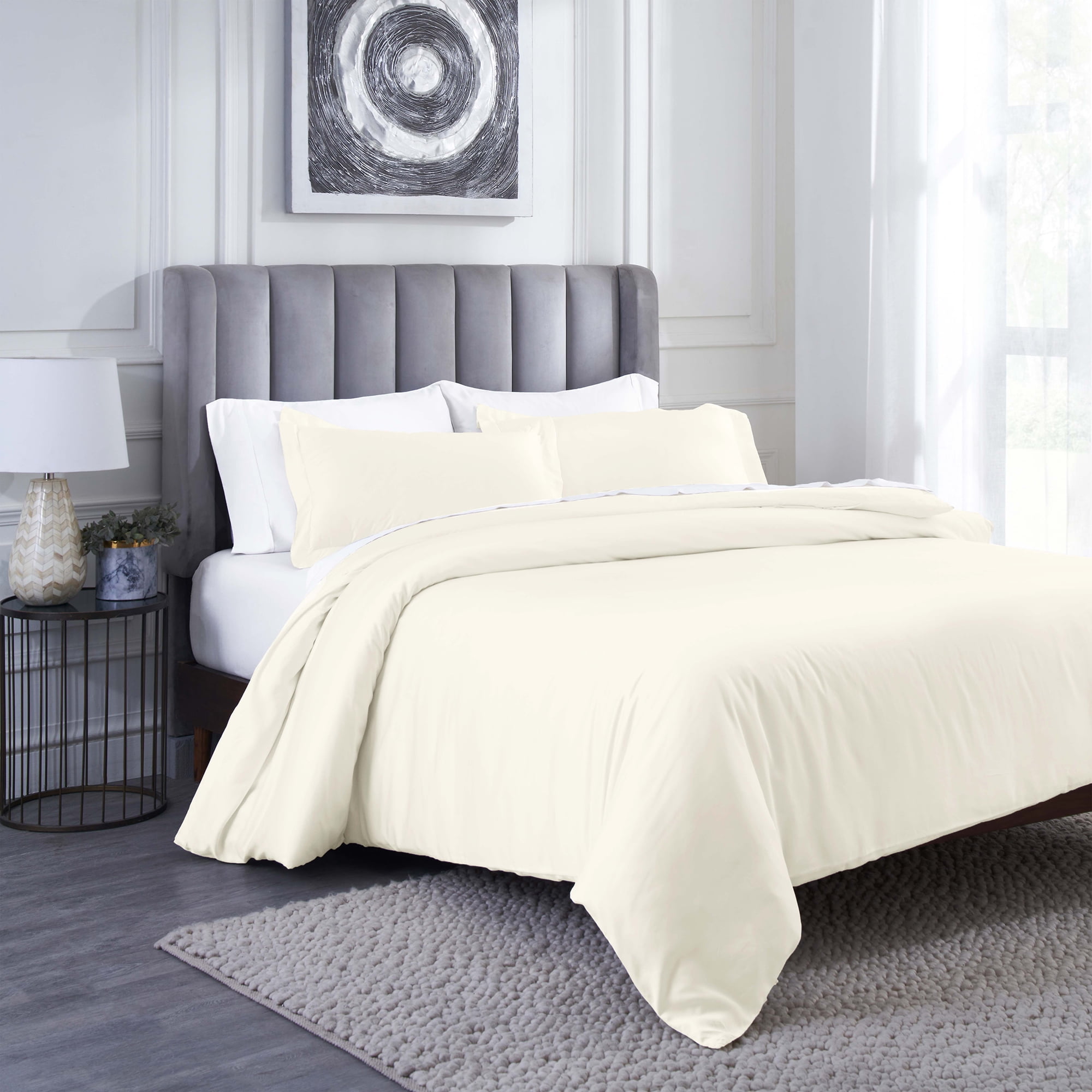 Superior Modal From Beechwood 400TC Ivory Duvet Cover Set, Twin/ Twin XL