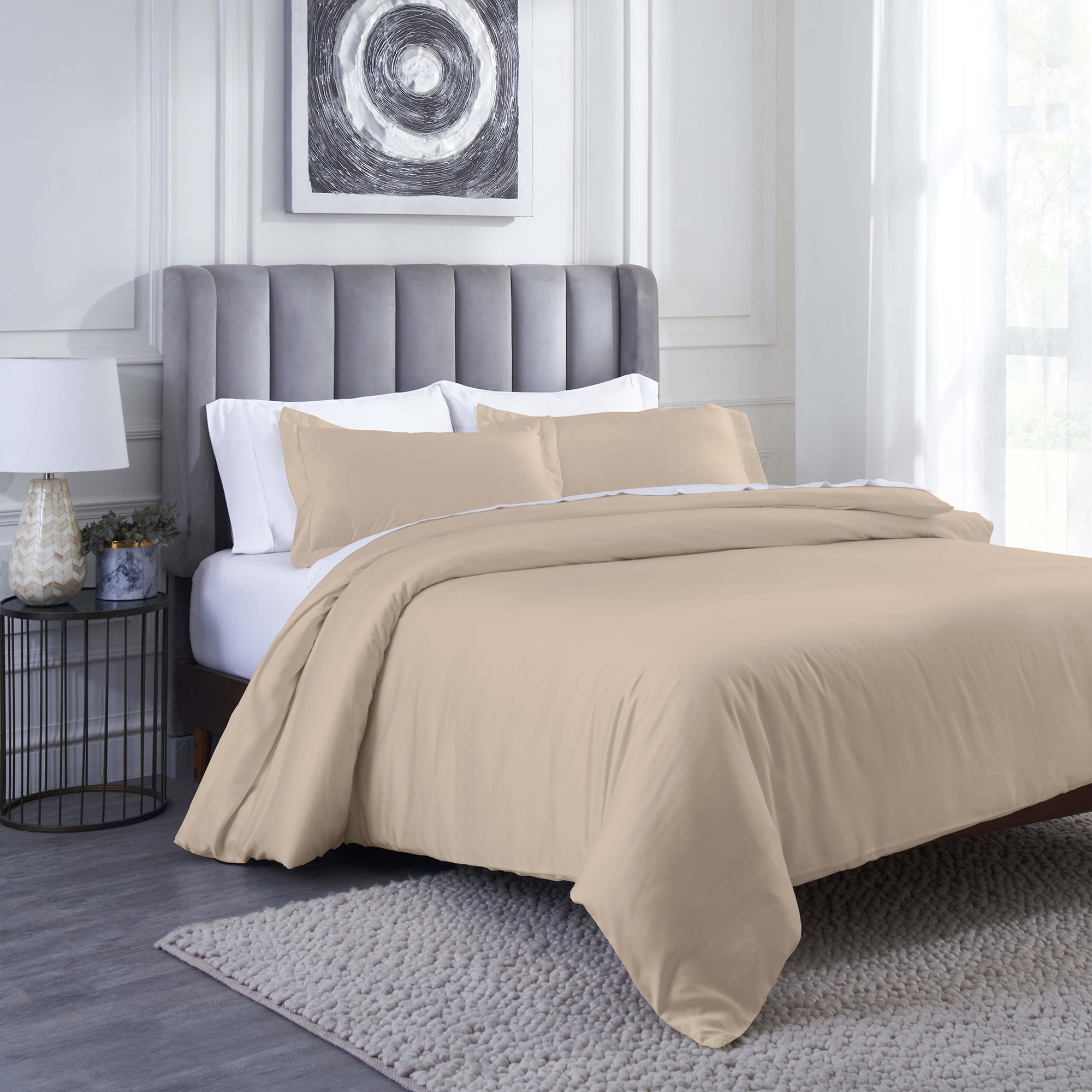 Superior Modal From Beechwood 400TC Linen Duvet Cover Set, Full/ Queen