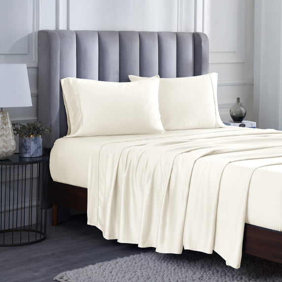 Superior 400 Thread Count Modal Beechwood Sheet Set, Wrinkle-Resistant Bed sheets, Ivory, Full