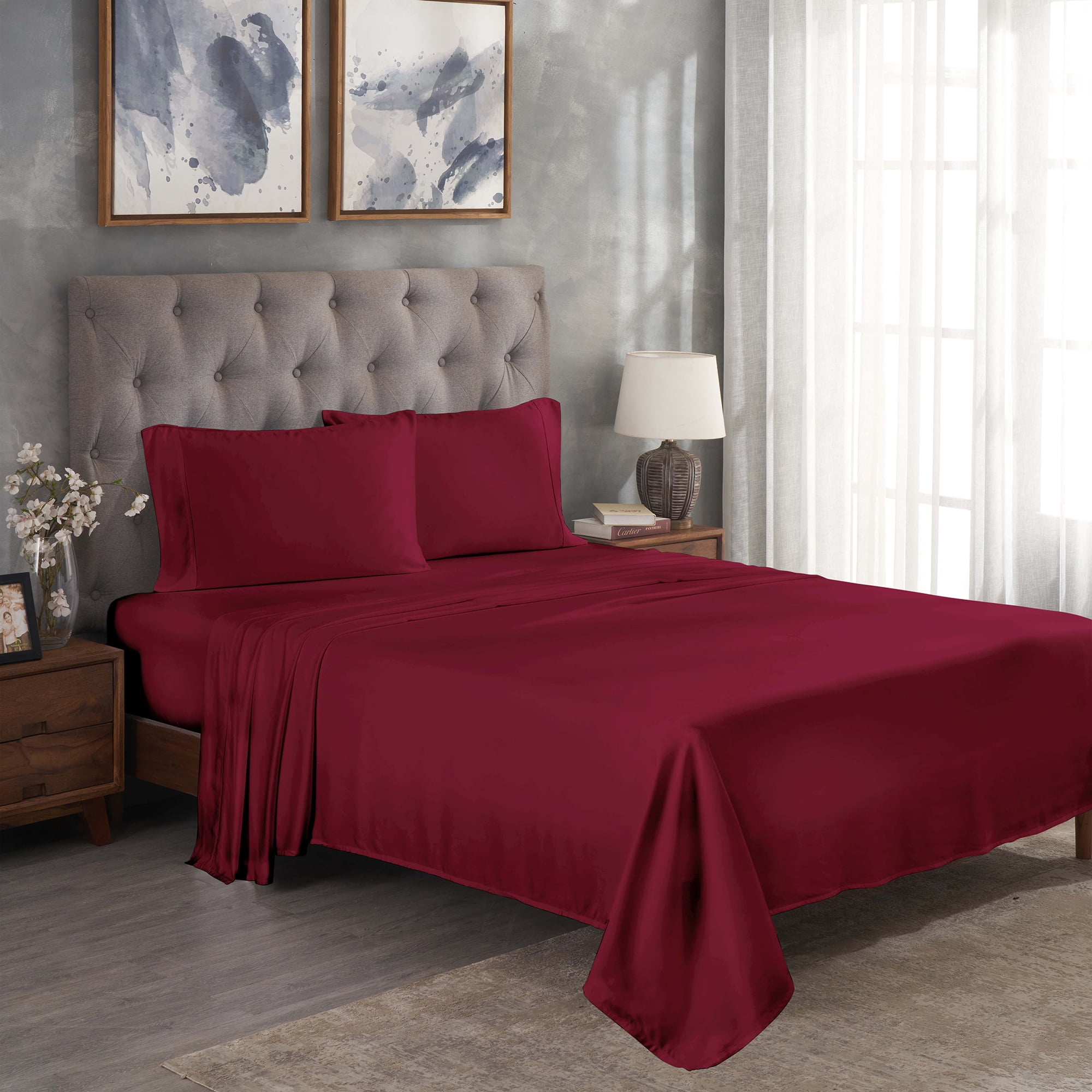 Superior Modal From Beechwood Lightweight Sheet Set, Full, Burgundy