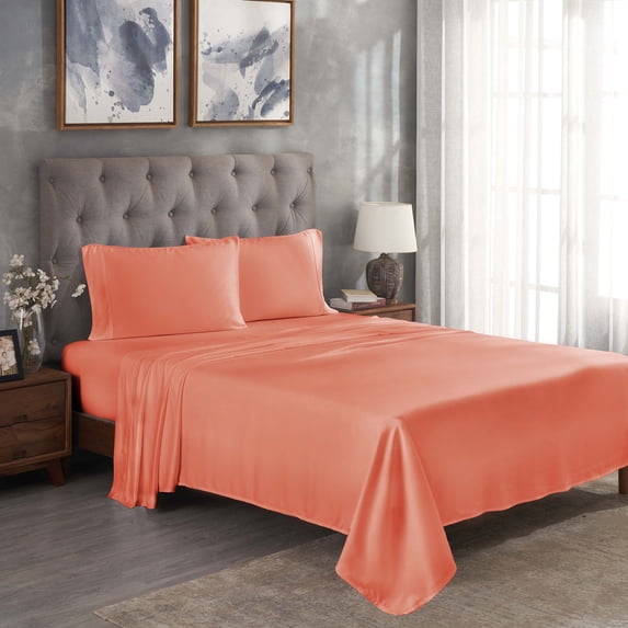 Superior Modal From Beechwood Lightweight Sheet Set, King, Coral