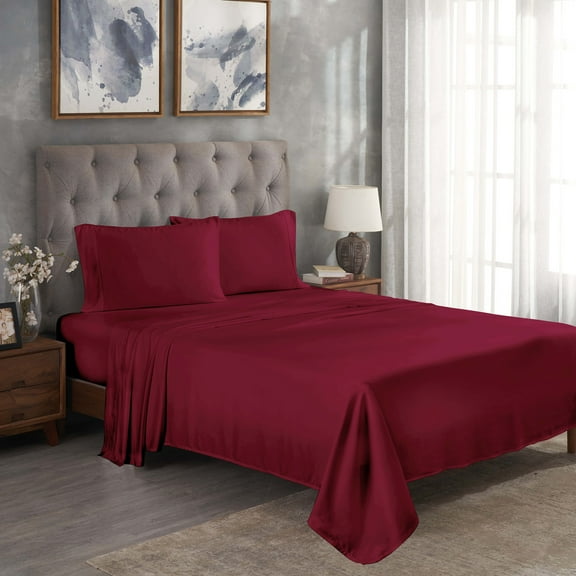 Superior Modal From Beechwood Lightweight Sheet Set, Queen, Burgundy