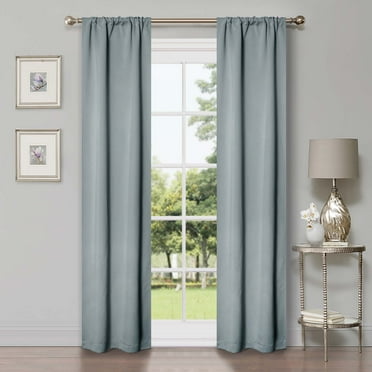Superior Solid Blackout Curtain Panel, Set of 2, Rod Pocket Curtains 26" W x 84" L, Silver