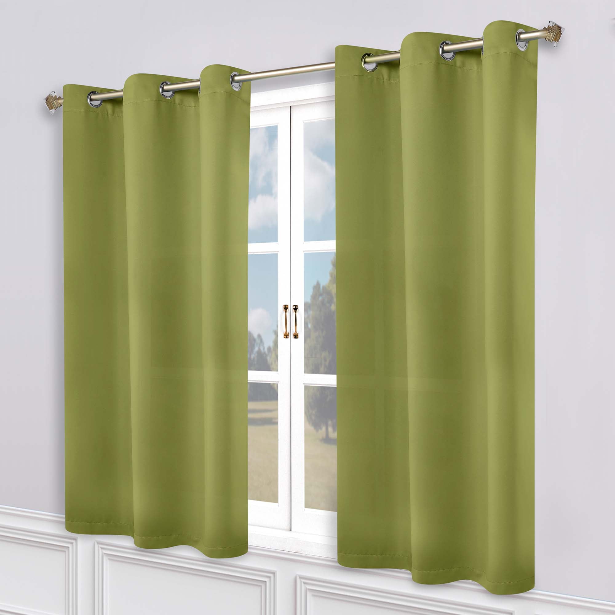 Sage Green Blackout Energy Efficient Grommet Curtains, Set of 2