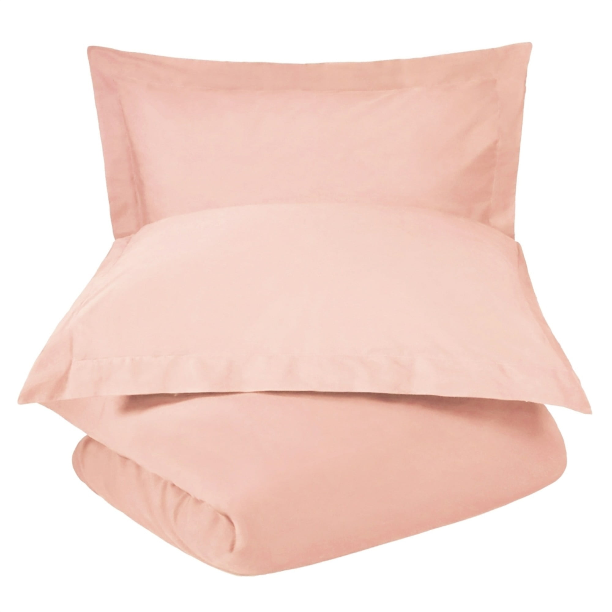 Blush Cotton Twin Duvet Cover Set with Button Closure