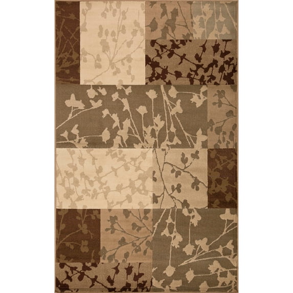 Superior Floral Color Block Power-Loomed Indoor Area Rug, Beige, 4' x 6'