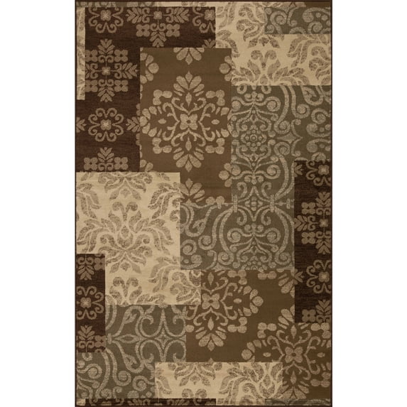 Superior Floral Medallion Blocks Power-Loomed Indoor Area Rug, Beige, 4' x 6'