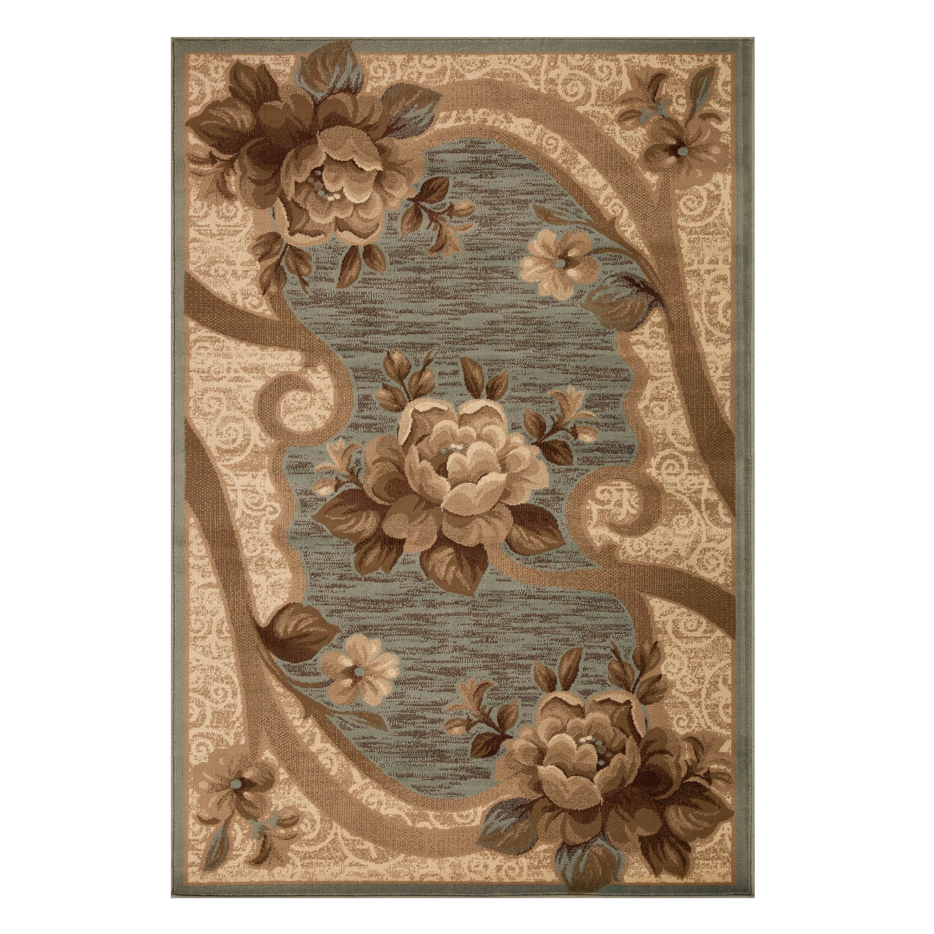 Superior Modern, Bohemian, Traditional Floral Scroll Border Area Rug, 7 ...