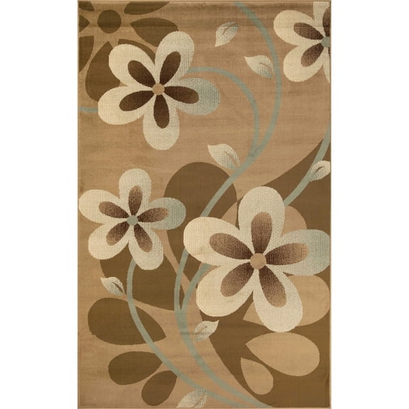Superior Modern, Bohemian, Traditional Floral With Vines Area Rug, 4' x 5'