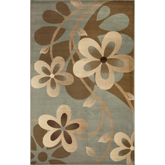 Superior Modern, Bohemian, Traditional Floral With Vines Area Rug, 7' x 9'