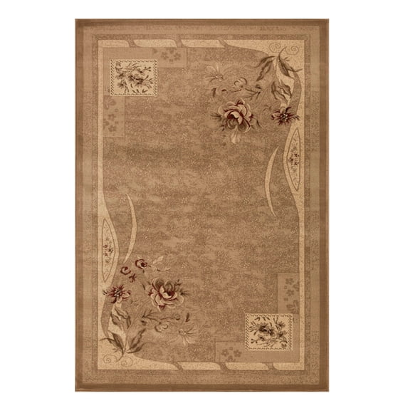 Superior Modern, Contemporary, Traditional Floral Border Block Area Rug, 5' x 8'