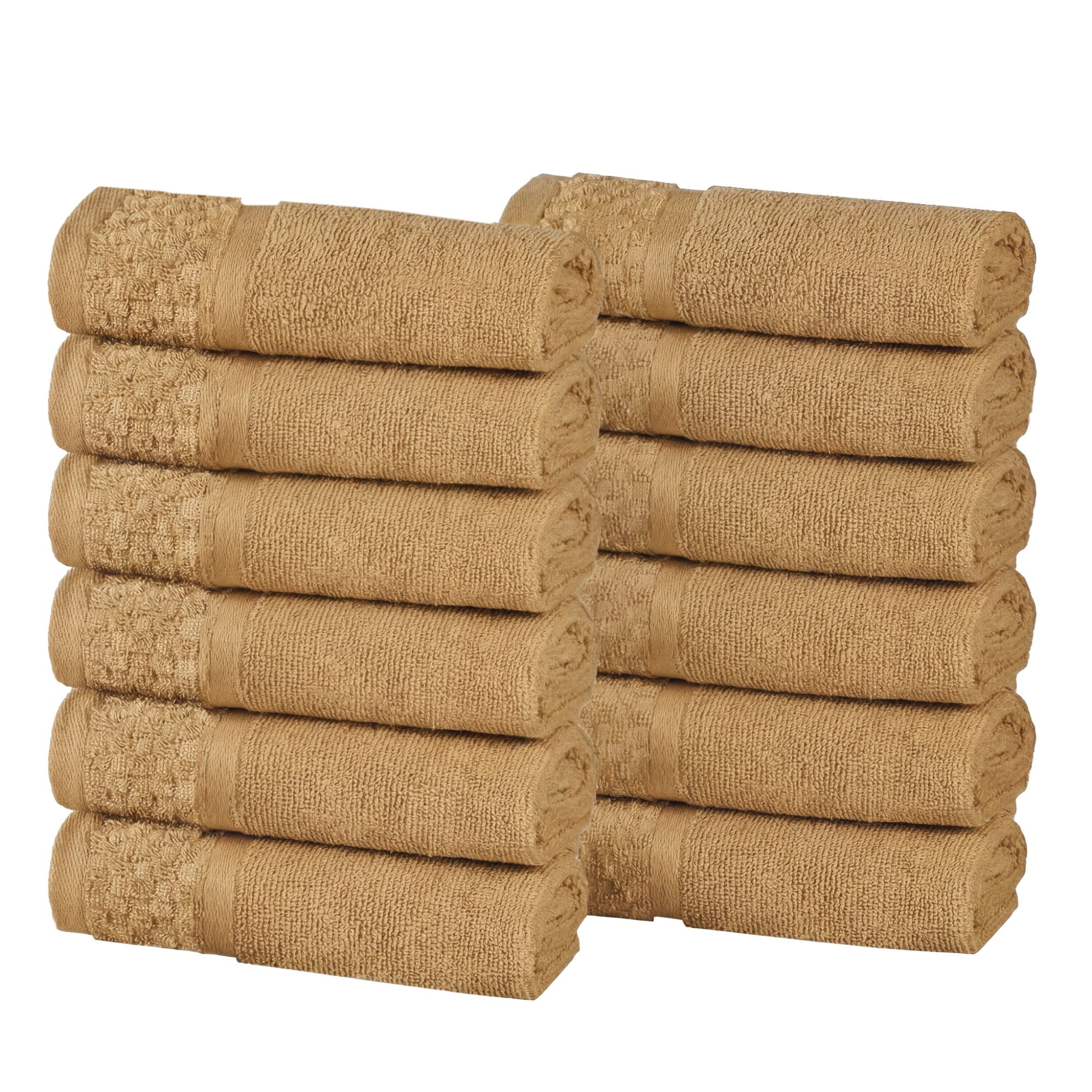 Superior Modern Cotton 12 Piece Washcloth and Face Towel Set Solid, Bronze