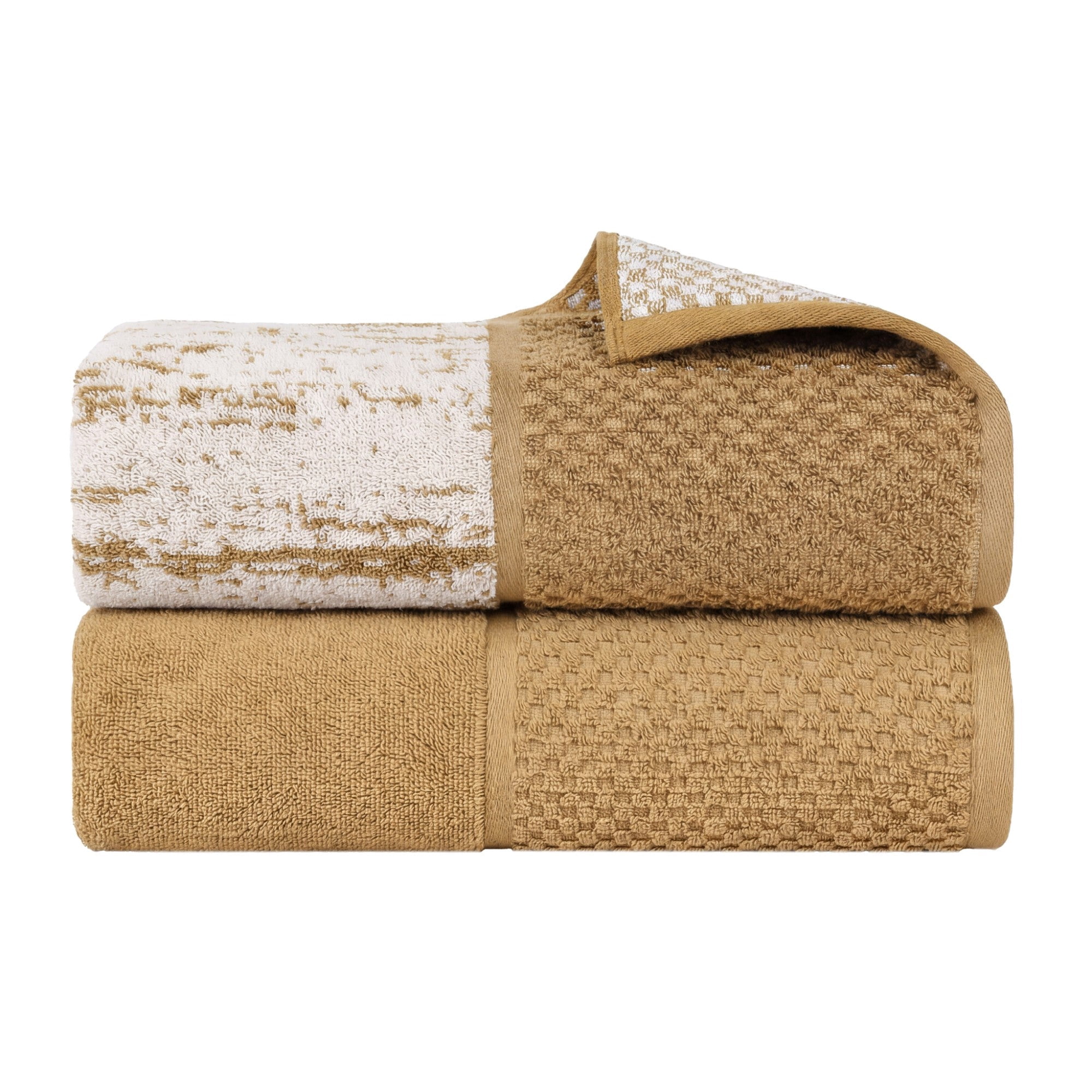 Superior Modern Cotton 2 Piece Oversized Bath Sheet Set Mixed Pattern, Bronze