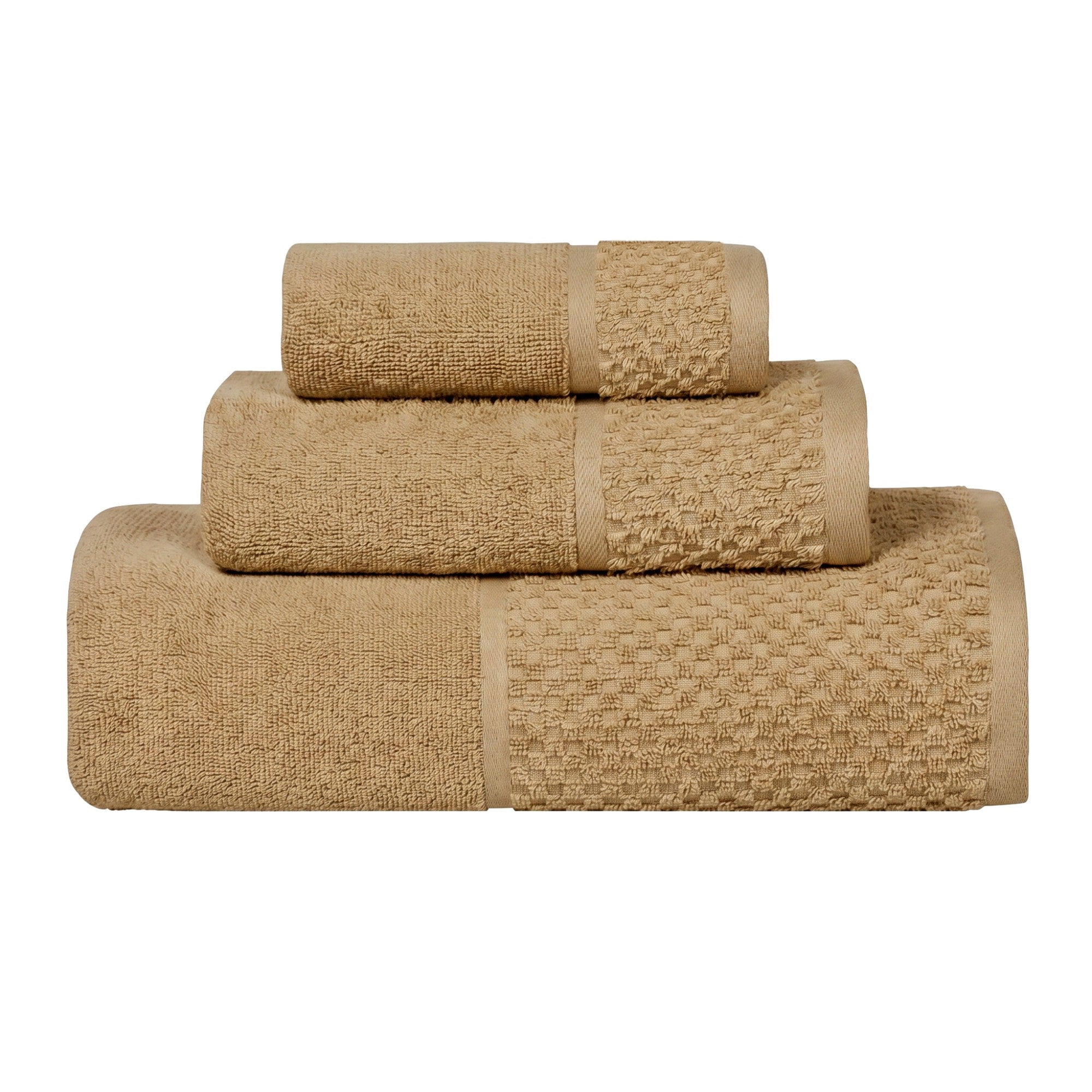 Superior Modern Cotton 3 Piece Bathroom Towel Set Medium Weight Solid, Bronze