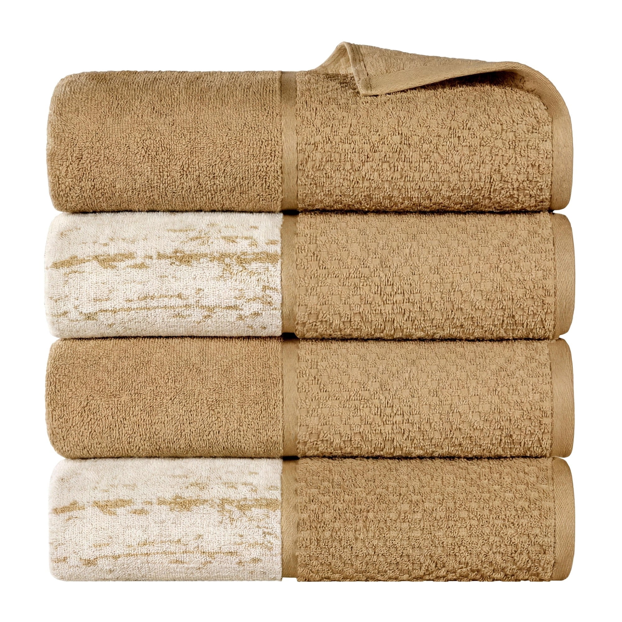 Superior Modern Cotton 6 Piece Hand Towel Set Bathroom Mixed Pattern, Bronze