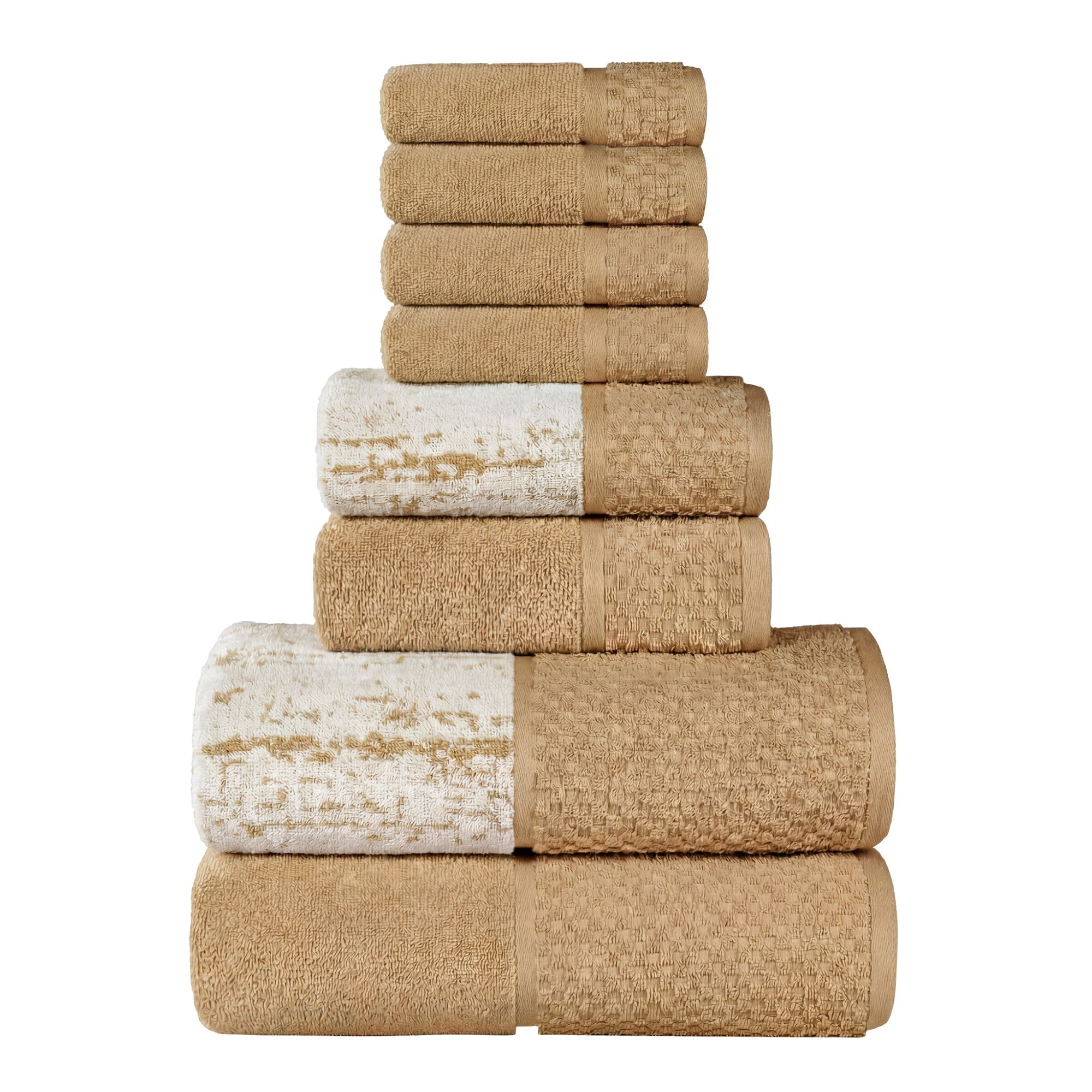 Superior Modern Cotton 8 Piece Bathroom Towel Set Mixed Pattern Solid, Bronze