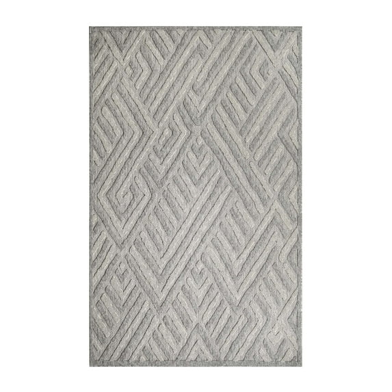 Superior Modern Geometric Indoor/Outdoor Area Rug, Charcoal, 5' 2" x 7' 2"