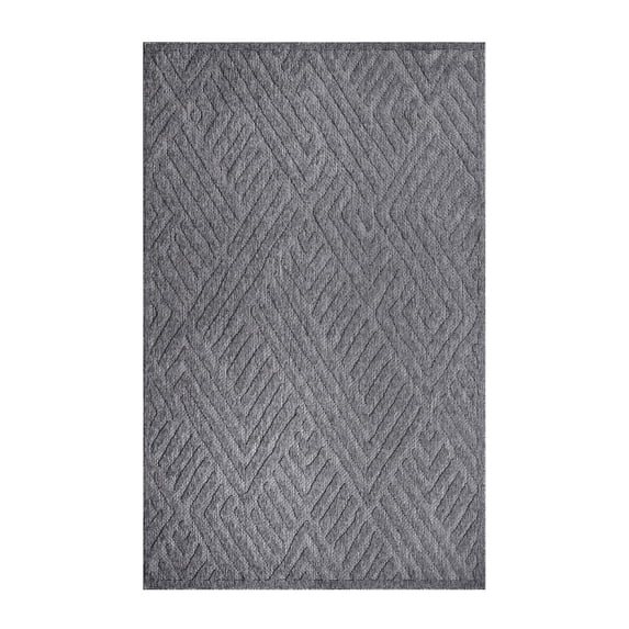 Superior Modern Geometric Indoor/Outdoor Area Rug, Grey, 5' 2" x 7' 2"