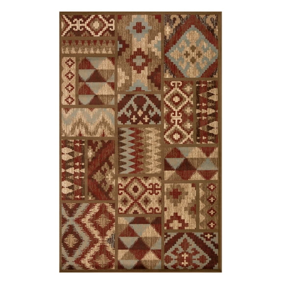 Superior Modern, Rustic, Farmhouse Color Block Geometric Area Rug, 7' x 9'