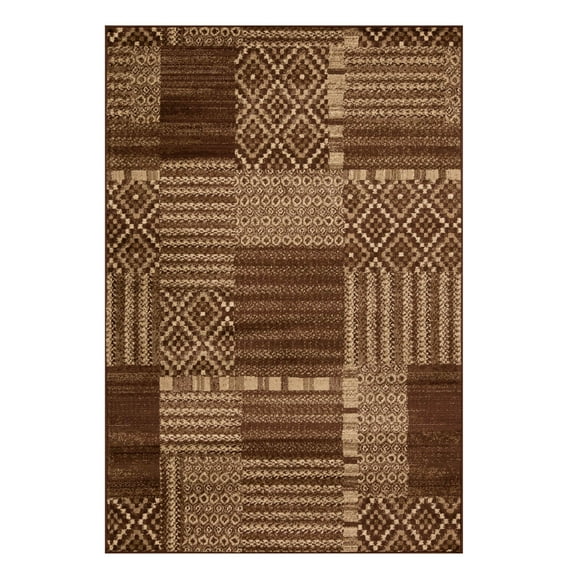 Superior Modern, Rustic Patchwork Geometric Area Rug, 5' x 8'