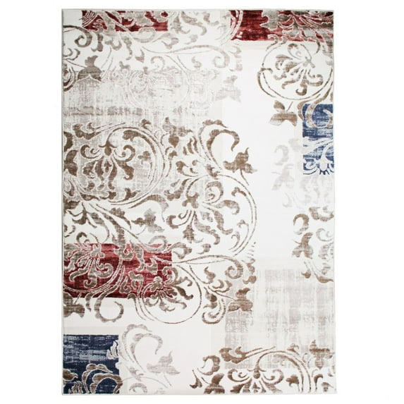Superior Modern/Transitional Geometric/Scroll/Patchwork Area Rug, 72 in x 108 in