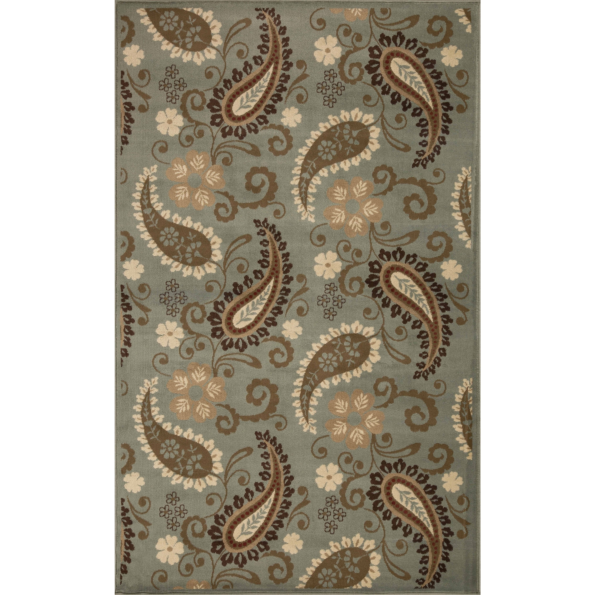 Superior Modern Vintage Floral Power-Loomed Indoor Area Rug, Slate, 5' x 8'
