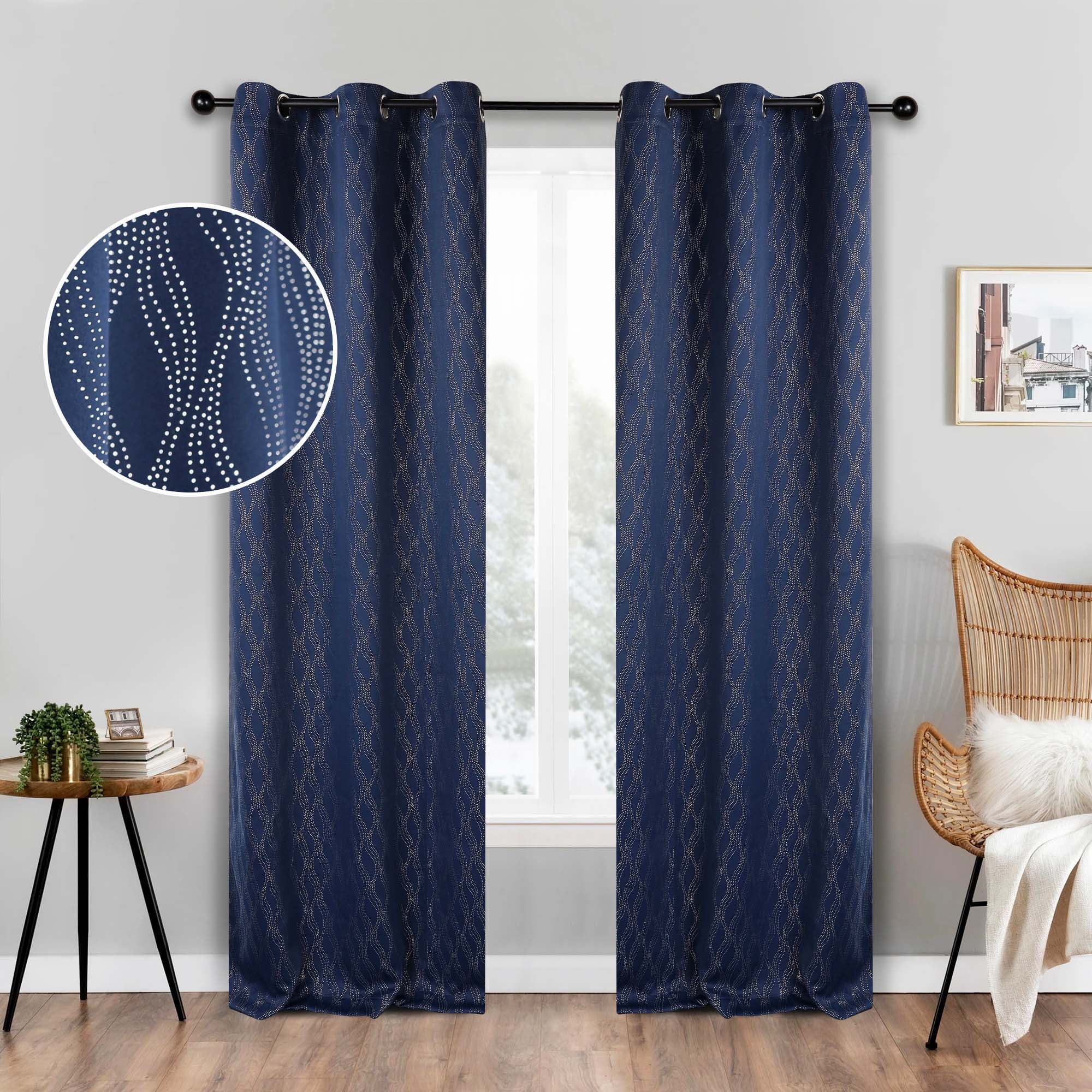 Superior Zuri Blackout Curtains, Grommet Header, Set of 2, 42" X 108", Navy Blue