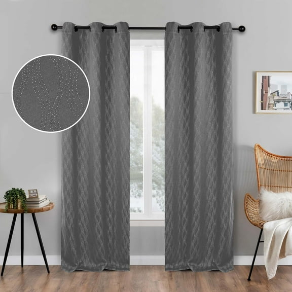 Superior Zuri Blackout Curtains, Grommet Header, Set of 2, 42" X 84", Charcoal