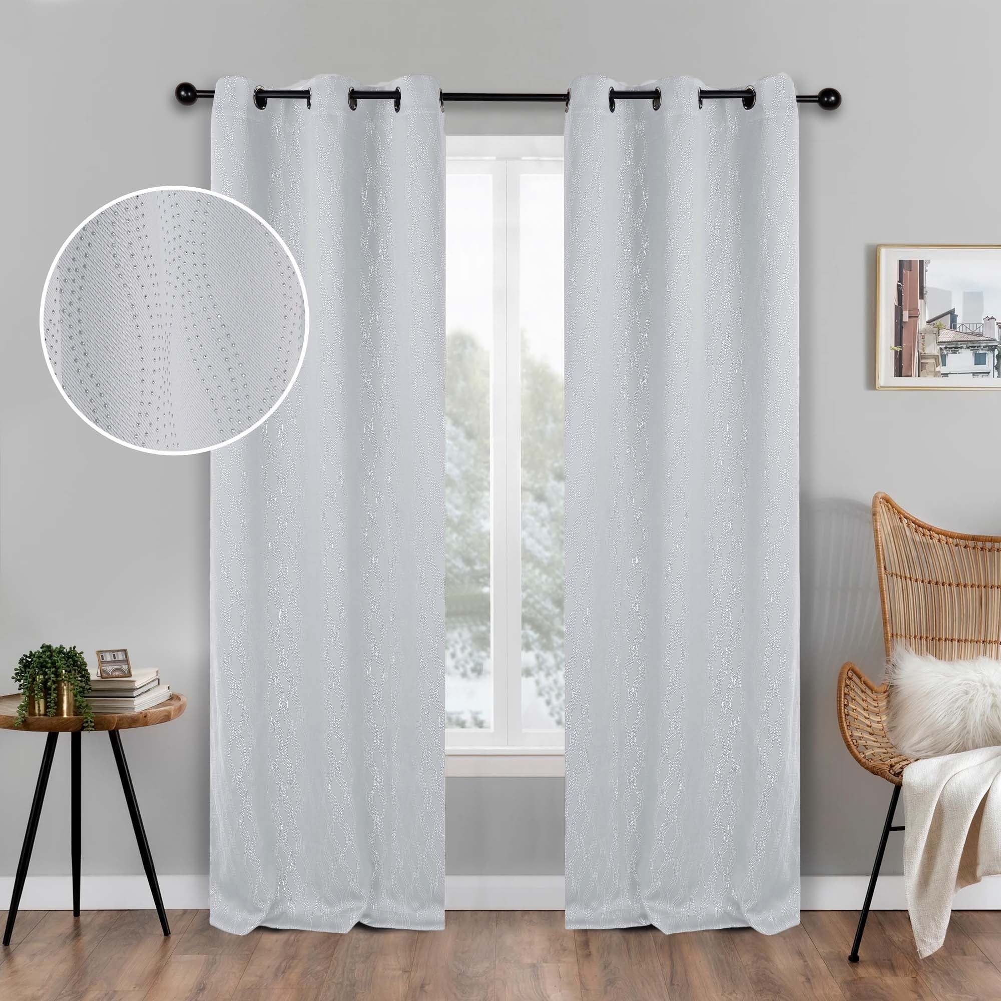 Superior Zuri Blackout Curtains, Grommet Header, Set of 2, 42" X 96", Platinum