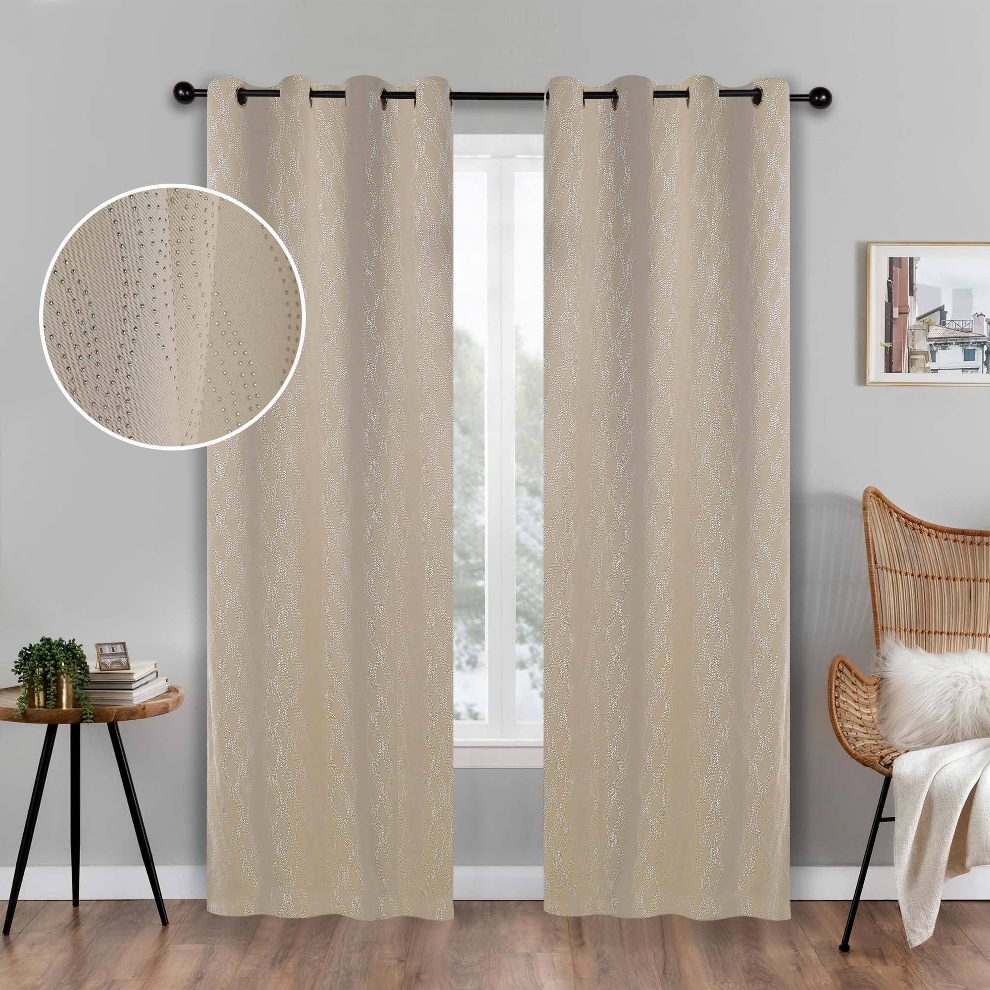 Superior Zuri Blackout Curtains, Grommet Header, Set of 2, 52" X 63", Ivory