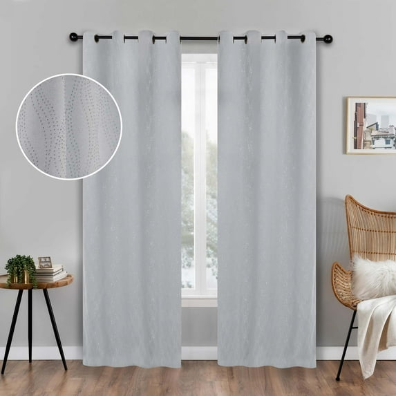 Superior Zuri Blackout Curtains, Grommet Header, Set of 2, 52" X 63", Platinum