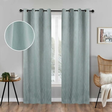 Superior Zuri Blackout Curtains, Grommet Header, Set of 2, 52" X 84", Sea Foam