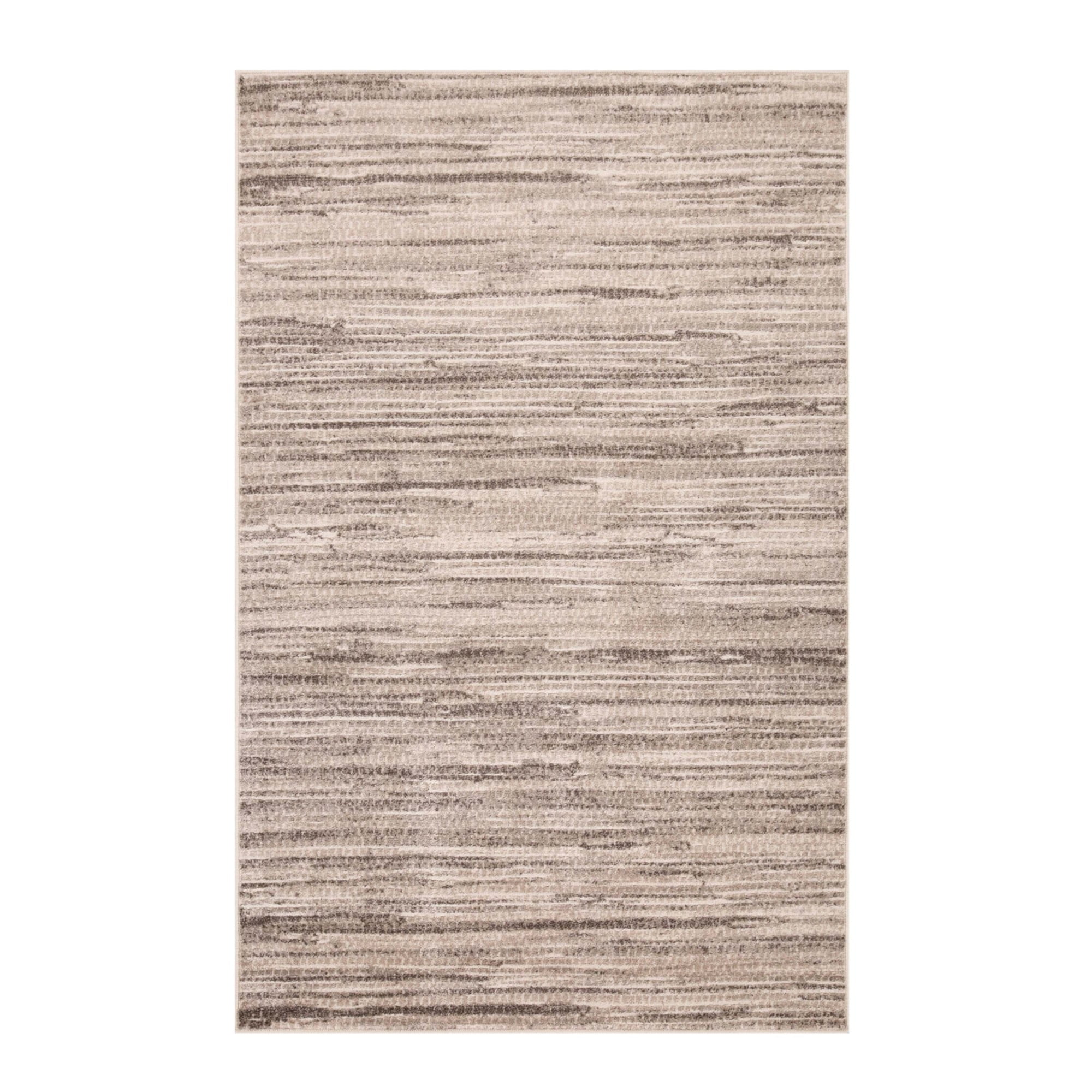 Gray 8' x 10' Synthetic Striped Washable Area Rug