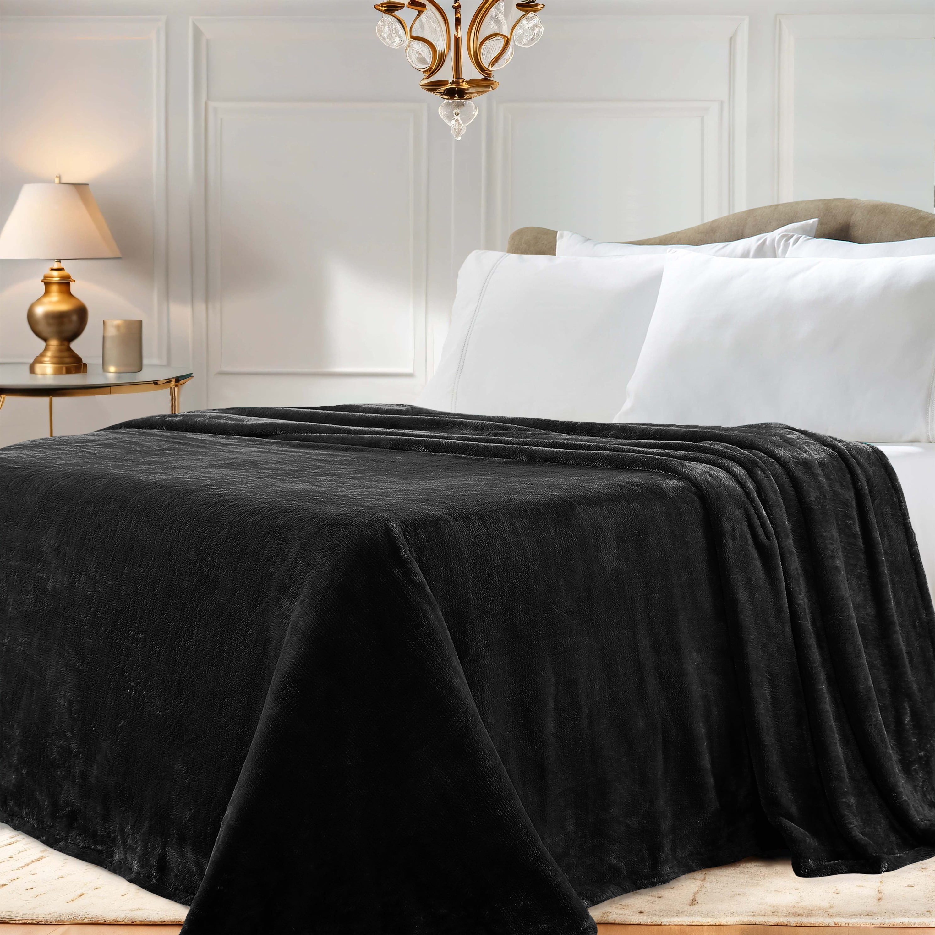 Superior Solid Fleece Soft Plush Blanket Full Queen Black Walmart