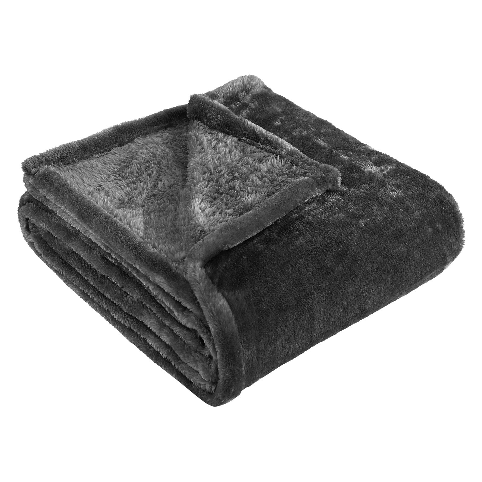 Charcoal Reversible Fleece Throw Blanket