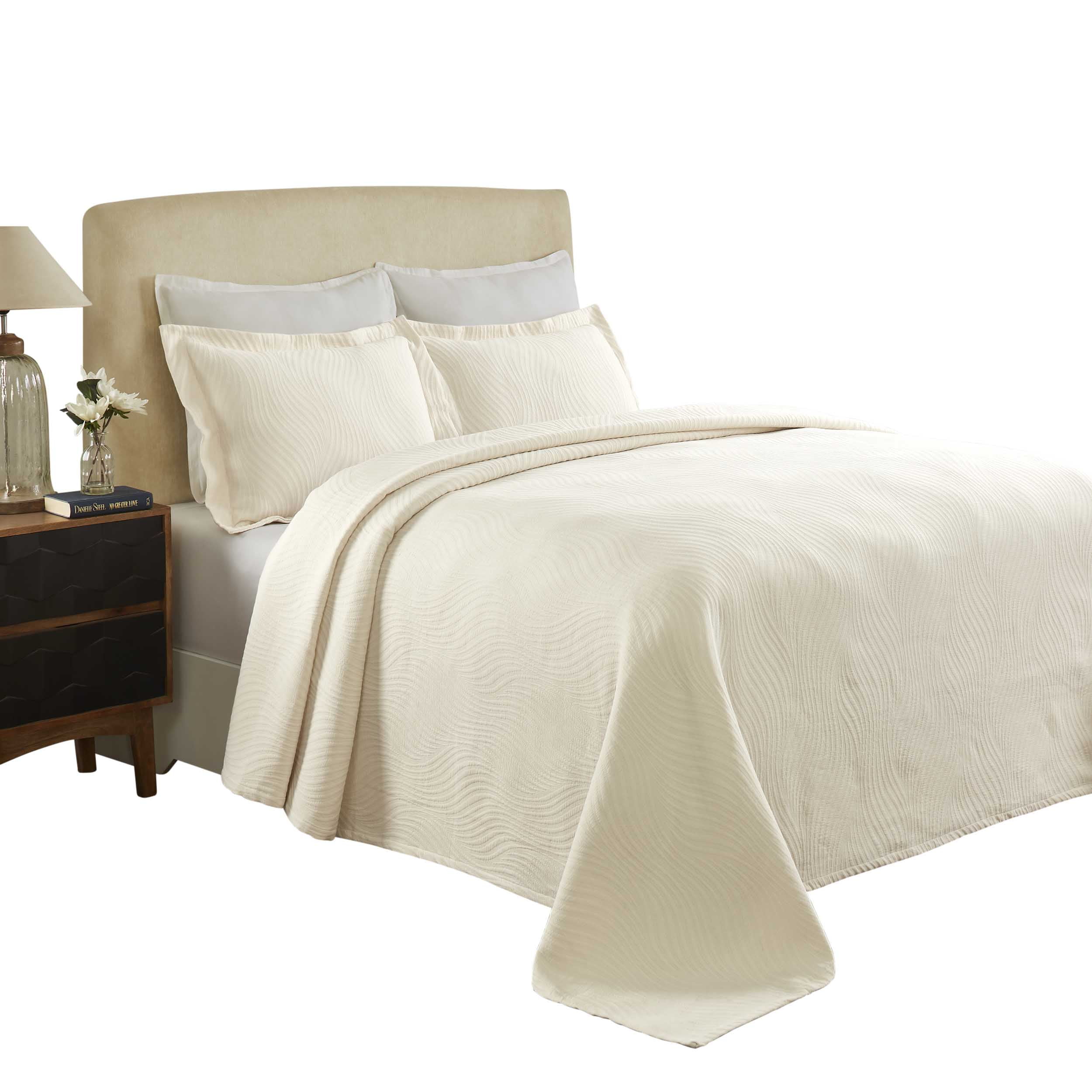 Superior Moretz Cotton Matelasse Bedspread, Queen, Ivory
