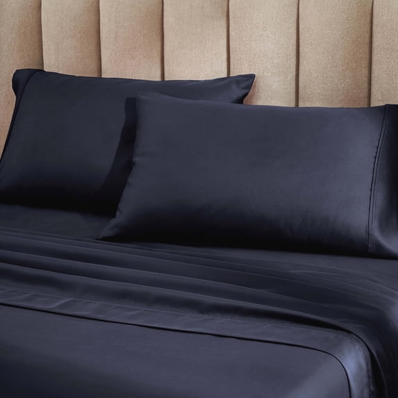 Superior Motley Solid 1200-Thread Count Cotton-Blend Pillowcase Set, King, Navy Blue
