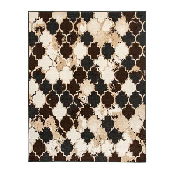 Superior Multi-toned Scalloped Pattern Indoor Area Rug, 5' x 8', Black